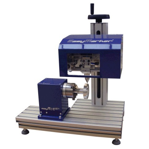 Znakowarka mikropunktowa Easy Marker z modułem obrotowym do znakowania detali cylindrycznych.