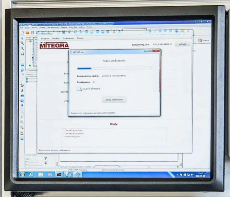 Specjalistyczne oprogramowanie do obsługi stanowiska laserowego z poziomami dostępu i integracją z bazą danych