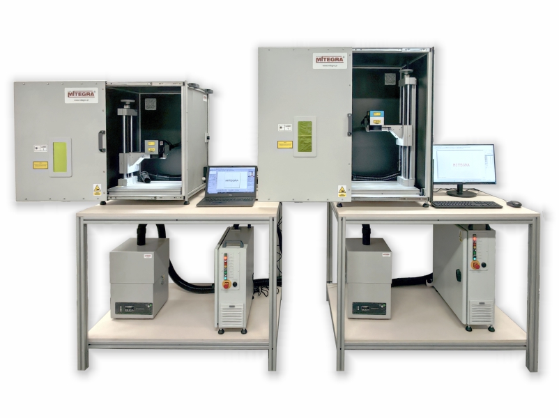 Stanowisko do znakowania laserowego Mitegra Fiber MEO / MEO-XL z bezpieczną i ekonomiczną obudową